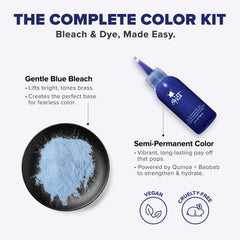 Blue Envy: Original Deep Blue Semi-Permanent Hair Dye Complete Kit with Bleach