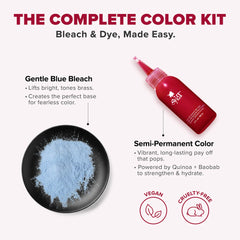 Luscious Raspberries: Original Raspberry Red Semi-Permanent Hair Dye Complete Kit with Bleach